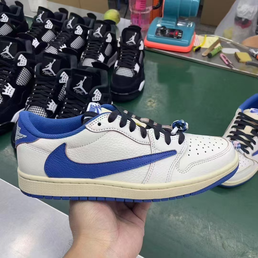 LJR Batch Fragment x Travis Scott x Air Jordan 1 Low Sail Military Blue DM7866 104